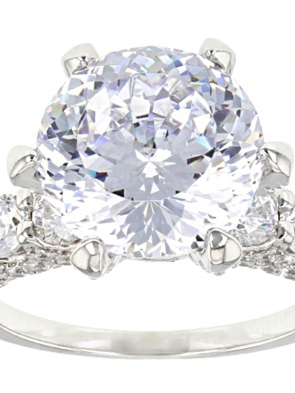 Bella Luce Platinum Plated Engagement Ring 10.27ctw. Size 10